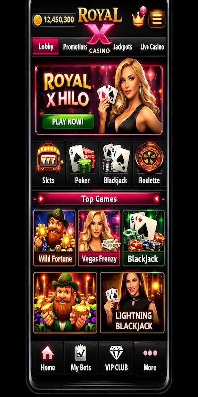 Royal X Casino Interface