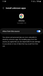 Royal X Casino allow unknown sources screen