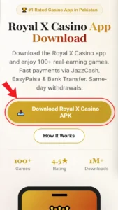 Royal X Casino download screen