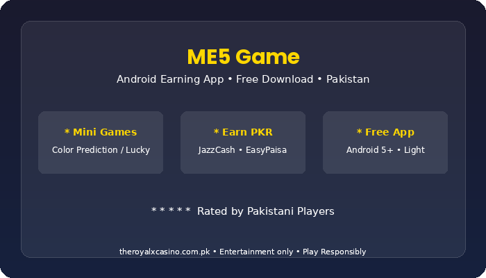 ME5 Game Download APK Free Latest Version for Android Pakistan V1.7 3 ME5 Game earning methods Pakistan