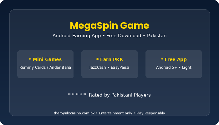 MegaSpin Game download install guide Pakistan