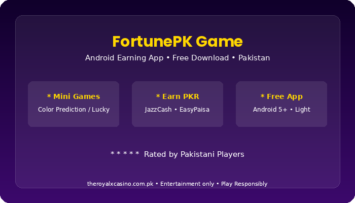 FortunePK Game earning methods Pakistan
